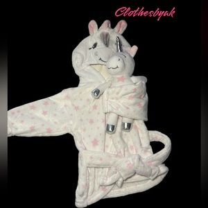 BABY HOODED BATHROBE WITH UNICORN TOY 🦄